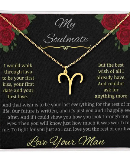 Zodiac Symbol Necklace with yellow gold charm in a two-toned box charm 1