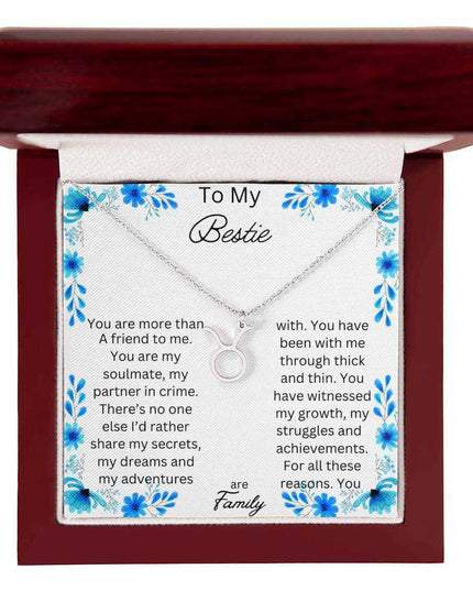 Zodiac Symbol Necklace with yellow gold finish and in a mahogany box