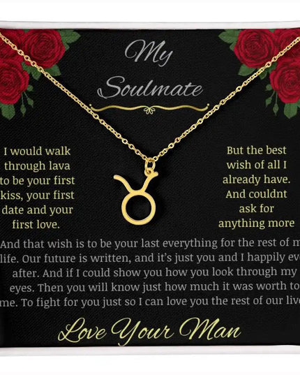 Zodiac Symbol Necklace with yellow gold charm in a two-toned box charm 2