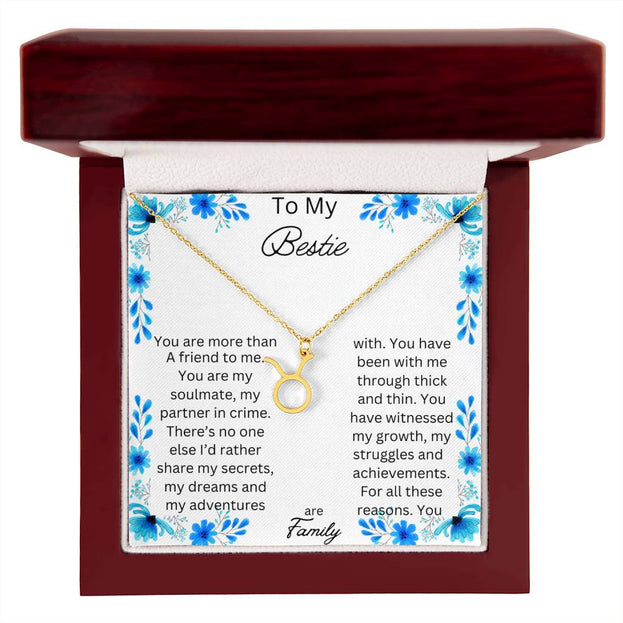 Zodiac Symbol Necklace with yellow gold finish and in a mahogany box