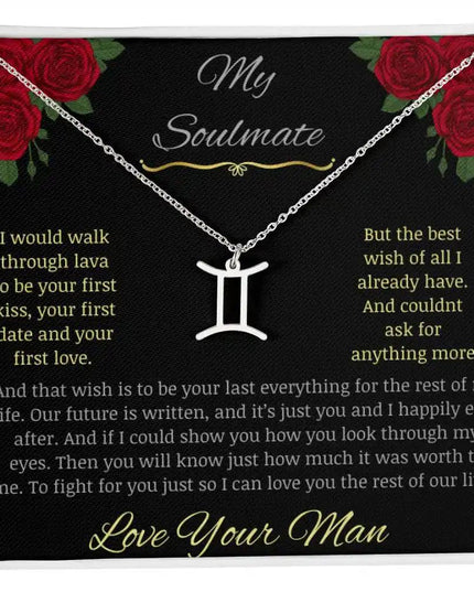 Zodiac Symbol Necklace with white gold charm in a two-toned box charm 3
