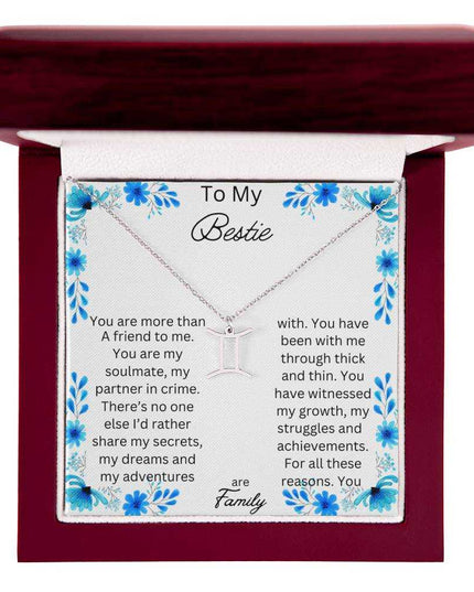 Zodiac Symbol Necklace with yellow gold finish and in a mahogany box