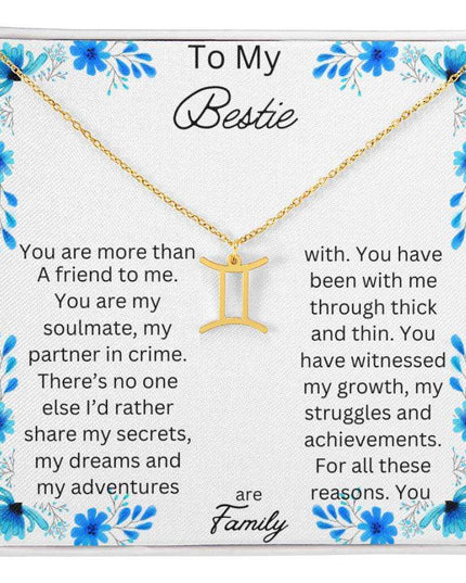Zodiac Symbol Necklace with yellow gold finish and in a two-tone box