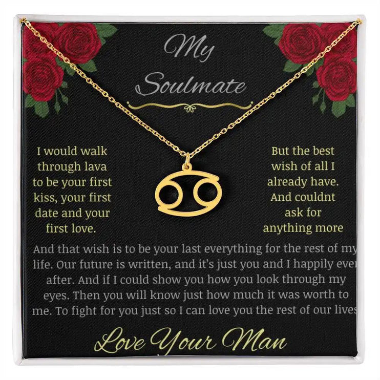 Zodiac Symbol Necklace with yellow gold charm in a two-toned box charm 4
