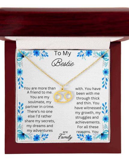 Zodiac Symbol Necklace with yellow gold finish and in a mahogany box