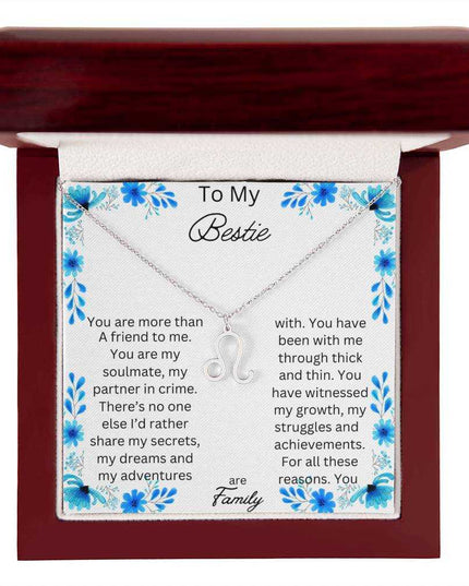 Zodiac Symbol Necklace with yellow gold finish and in a mahogany box