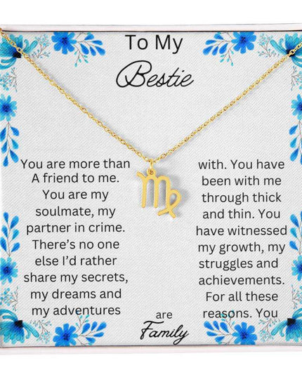 Zodiac Symbol Necklace with yellow gold finish and in a two-tone box