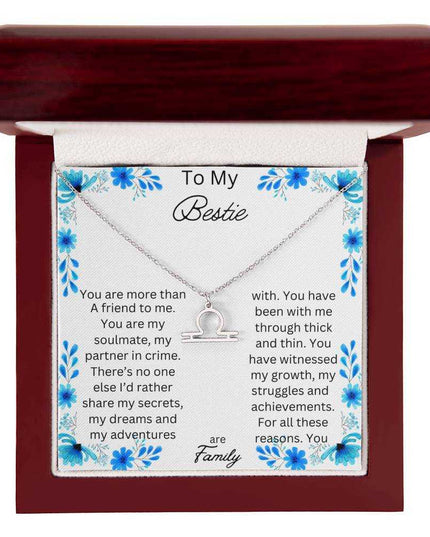 Zodiac Symbol Necklace with yellow gold finish and in a mahogany box
