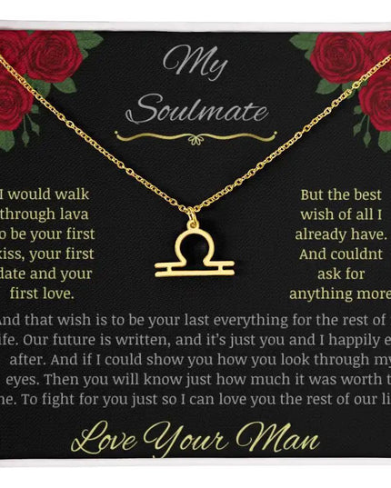 Zodiac Symbol Necklace with yellow gold charm in a two-toned box charm 7