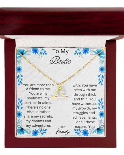 Zodiac Symbol Necklace with yellow gold finish and in a mahogany box