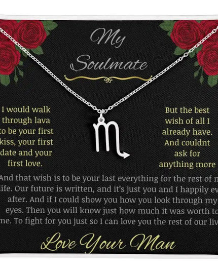 Zodiac Symbol Necklace with white gold charm in a two-toned box charm 8