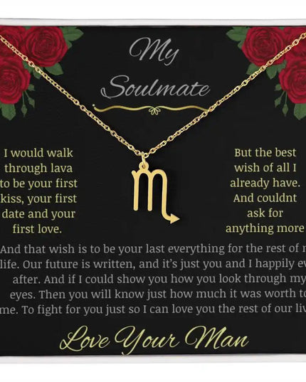 Zodiac Symbol Necklace with yellow gold charm in a two-toned box charm 8
