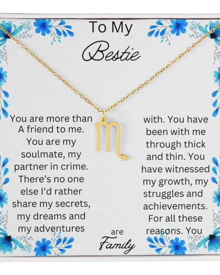 Zodiac Symbol Necklace with yellow gold finish and in a two-tone box