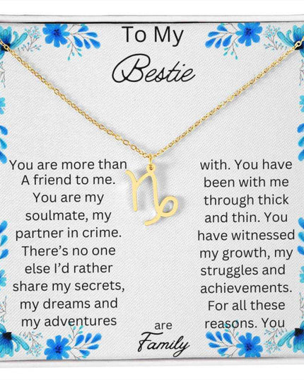 Zodiac Symbol Necklace with yellow gold finish and in a two-tone box