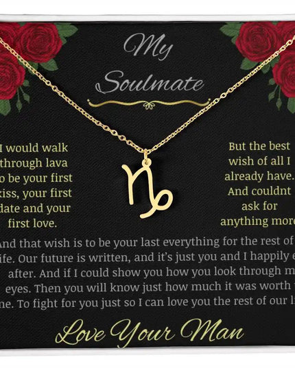 Zodiac Symbol Necklace with yellow gold charm in a two-toned box charm 10