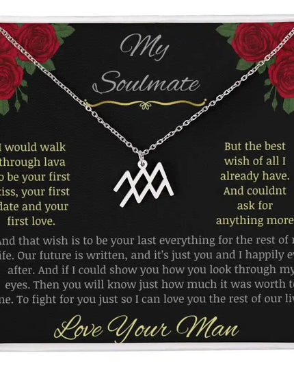 Zodiac Symbol Necklace with white gold charm in a two-toned box charm 11