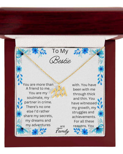 Zodiac Symbol Necklace with yellow gold finish and in a mahogany box