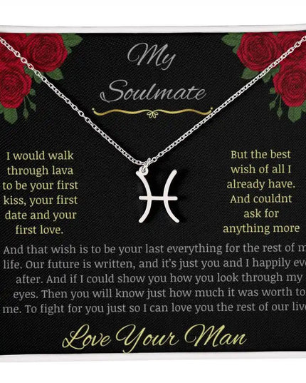 Zodiac Symbol Necklace with white gold charm in a two-toned box charm 12
