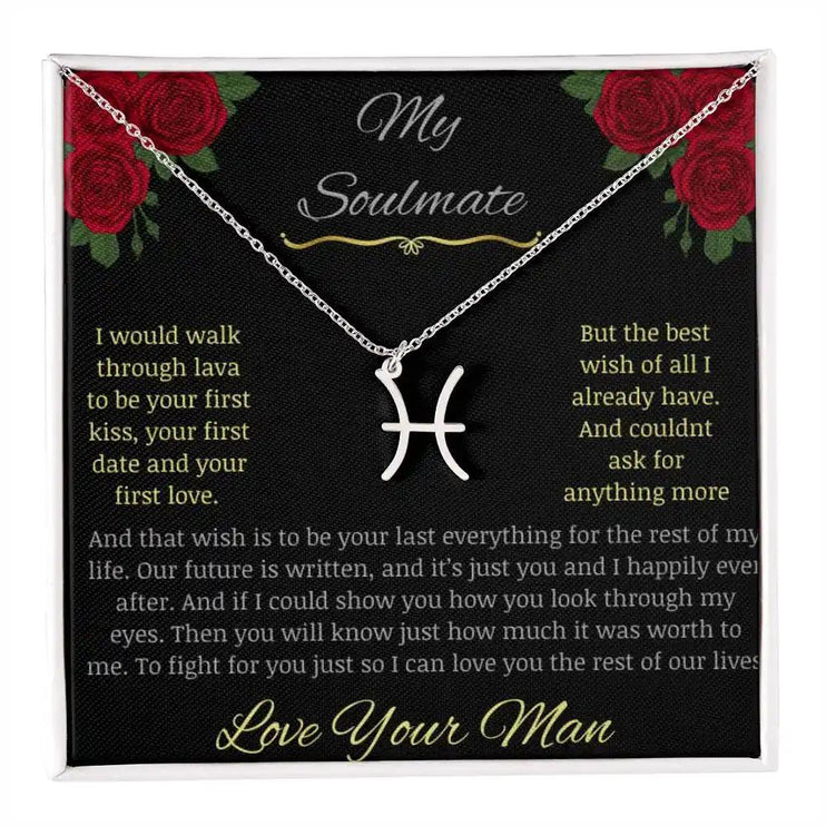 Zodiac Symbol Necklace with white gold charm in a two-toned box charm 12