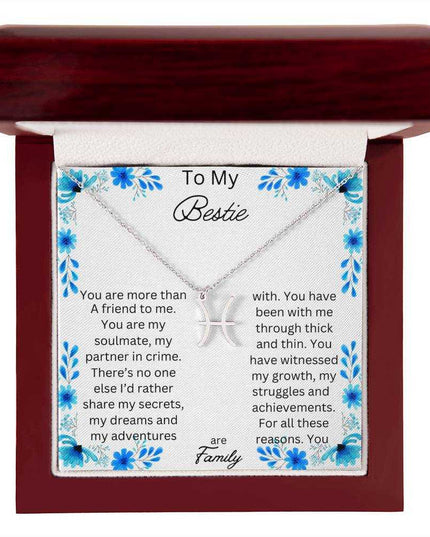 Zodiac Symbol Necklace with yellow gold finish and in a mahogany box