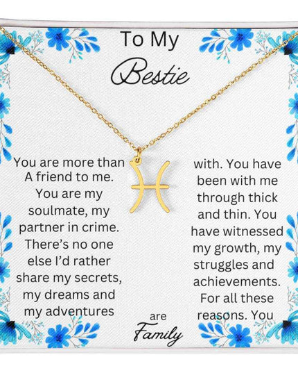 Zodiac Symbol Necklace with yellow gold finish and in a two-tone box