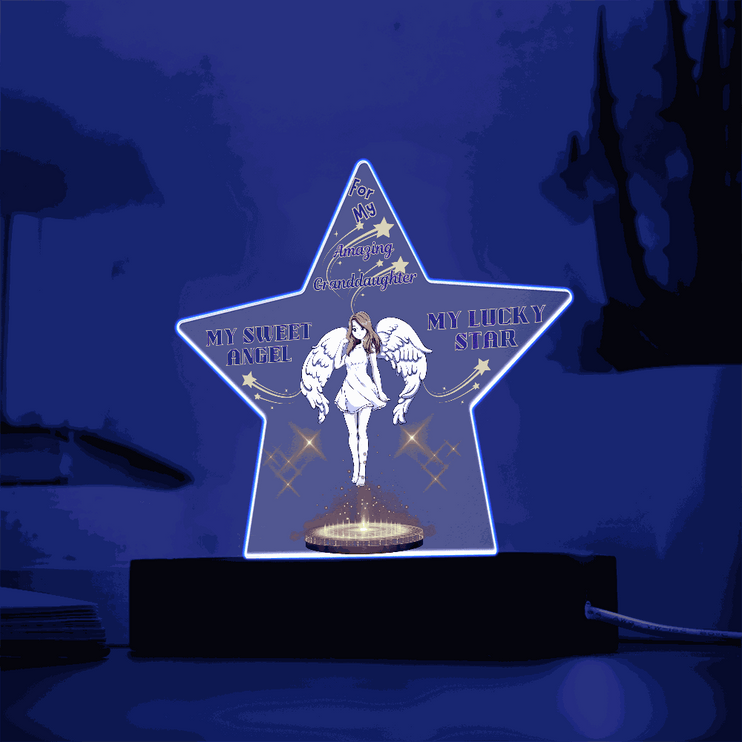 120v acrylic star plaque with clear light on