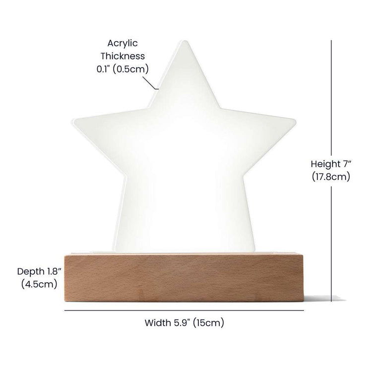 120v acrylic star plaque showing details of plaque