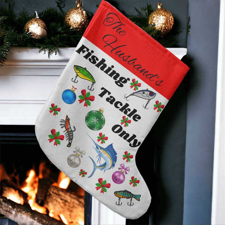 giant holiday stocking on fireplace close up