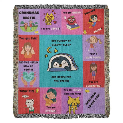 a heirloom woven blanket for granddaughter on blank canvas
