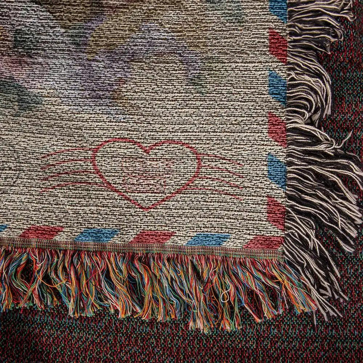Heirloom Woven Blanket showing back of threads