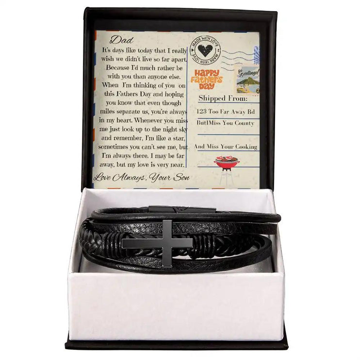 cross leather bracelet in two-tone box