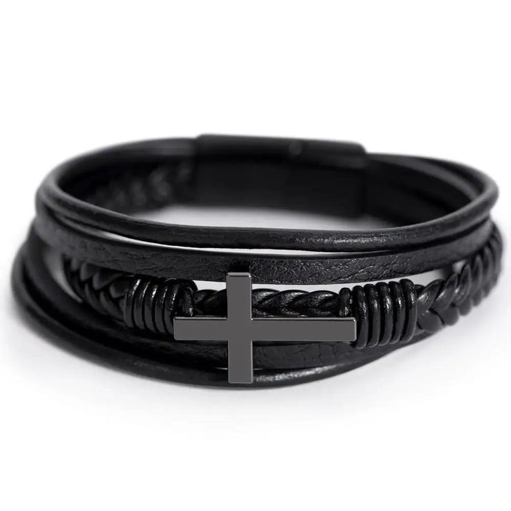 Cross Leather Bracelet for DAD on FATHERS DAY from SON