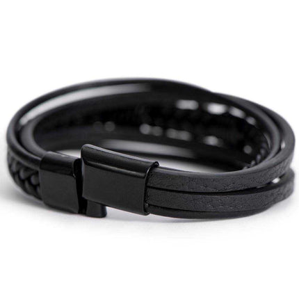 cross leather bracelet showing magnetic clasp