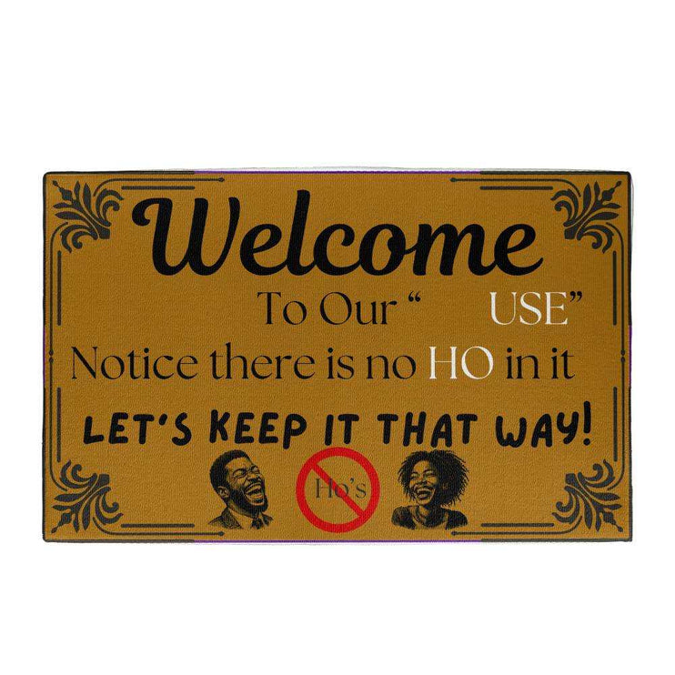 welcome mat with white back drop