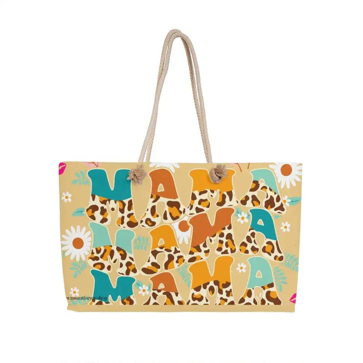a large tote bag with mama design with rope handles