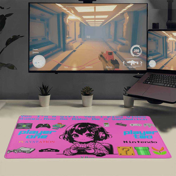 a gaming mat for girl gamer front view