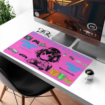 a gaming mat for girl gamer side view