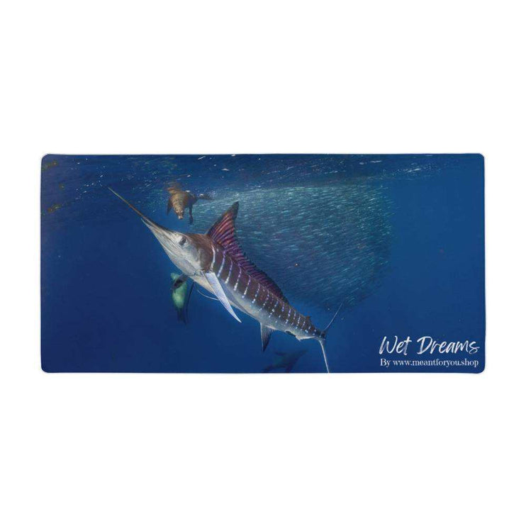 a desk mat with striped marlin