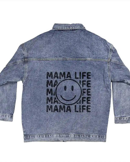 DTG Denim Womens Jacket showing back print 