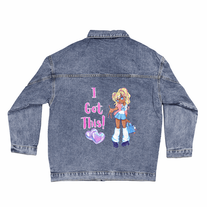 dtg denim jacket showing print design on back