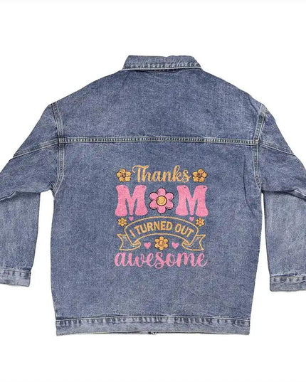 DTG Denim Womens Jacket showing print on back