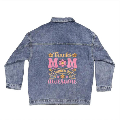 DTG Denim Womens Jacket showing print on back