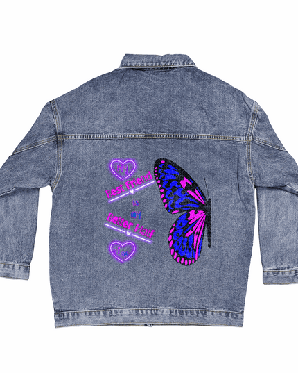 DTG denim jacket showing back print