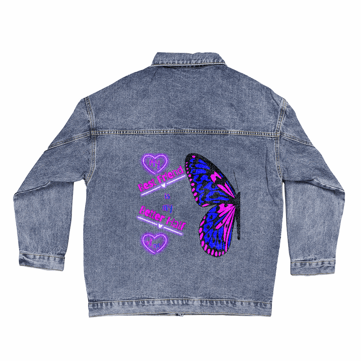 DTG denim jacket showing back print