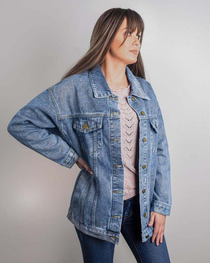 small DTG denim jacket on a model