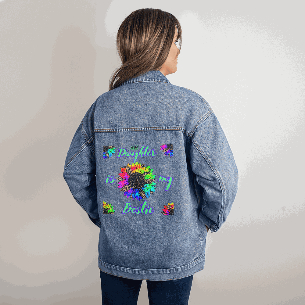 dtg denim jacket showing back print small