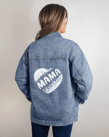 DTG Denim Womens Jacket showing back print on model