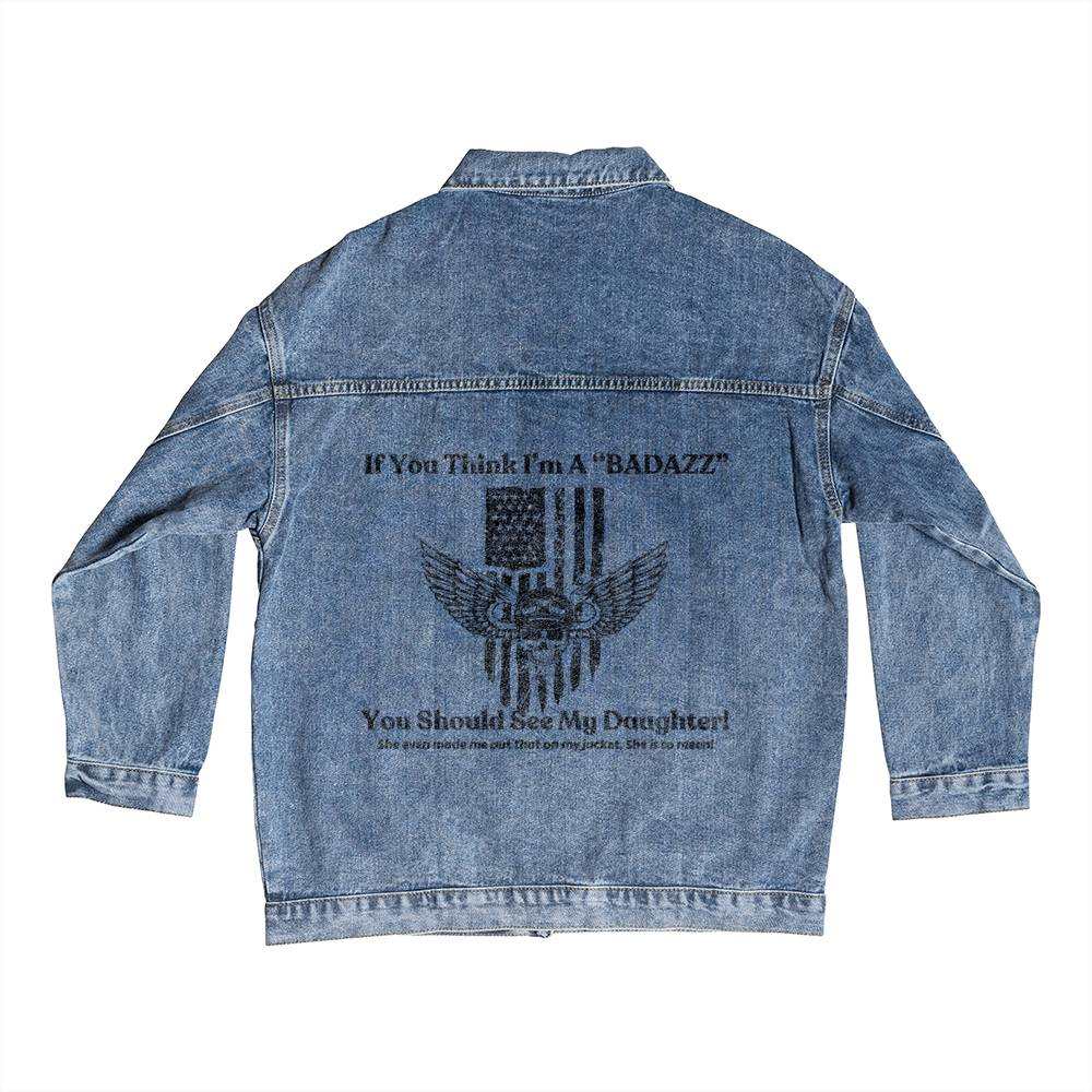 a men's dtg denim jacket back view