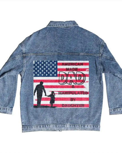 Mens DTG Denim Jacket showing print on back.