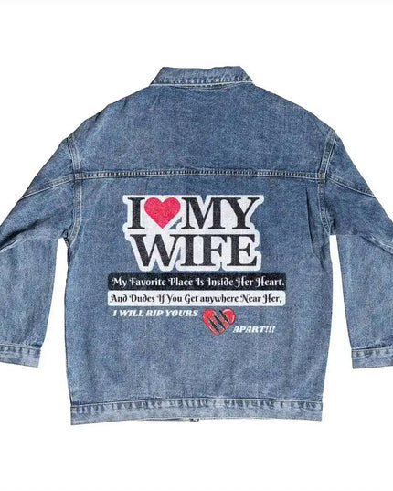men's dtg denim jacket showing back design